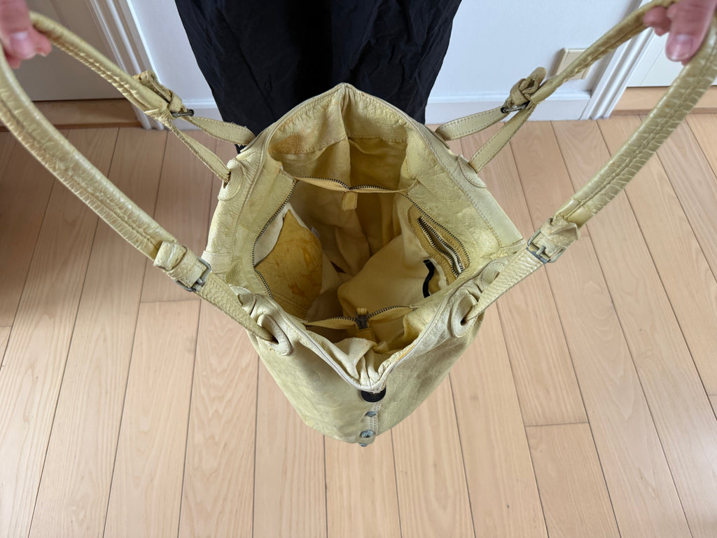 Gul læder skuldertaske