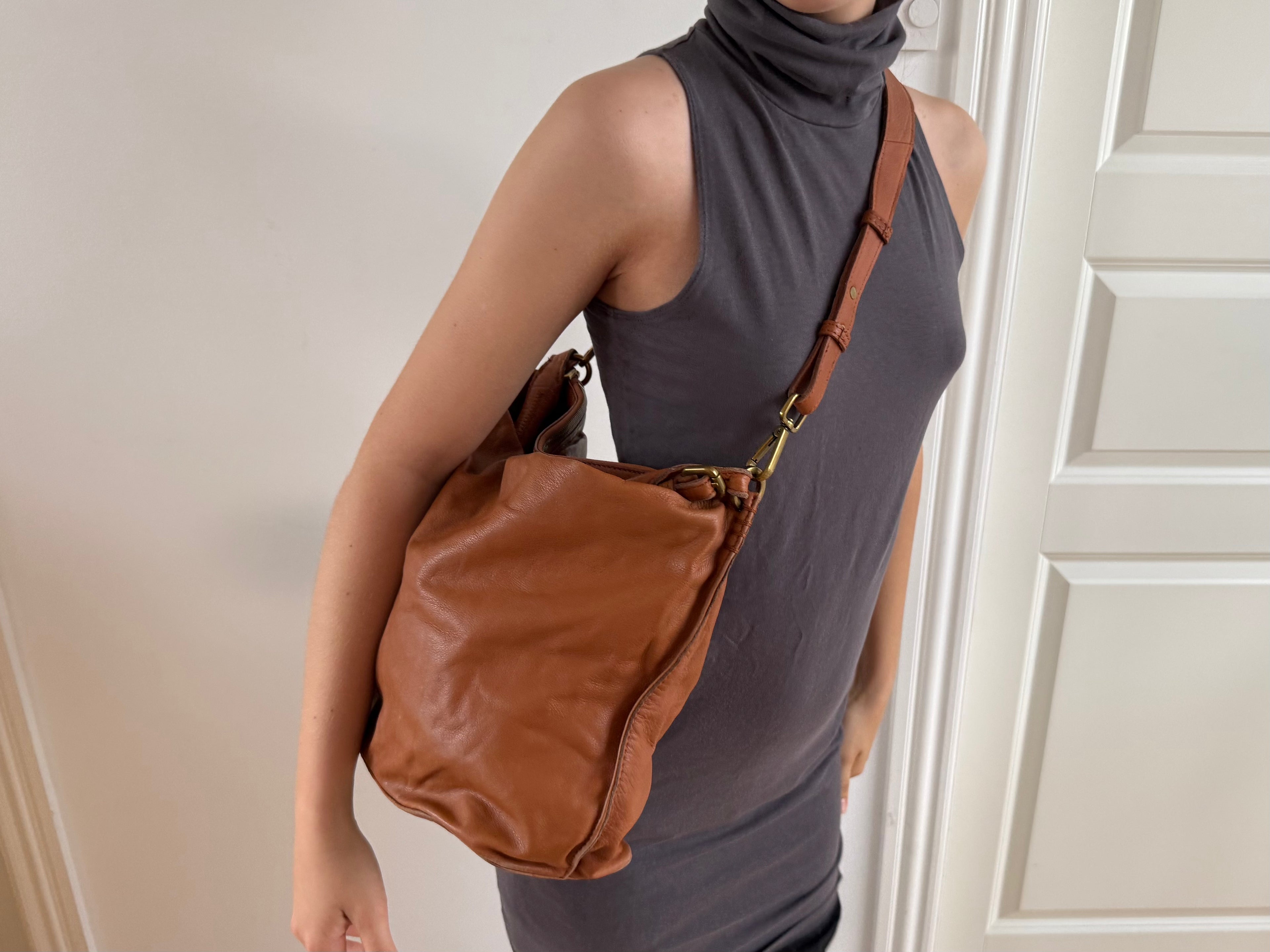 Brun crossbody lædertaske