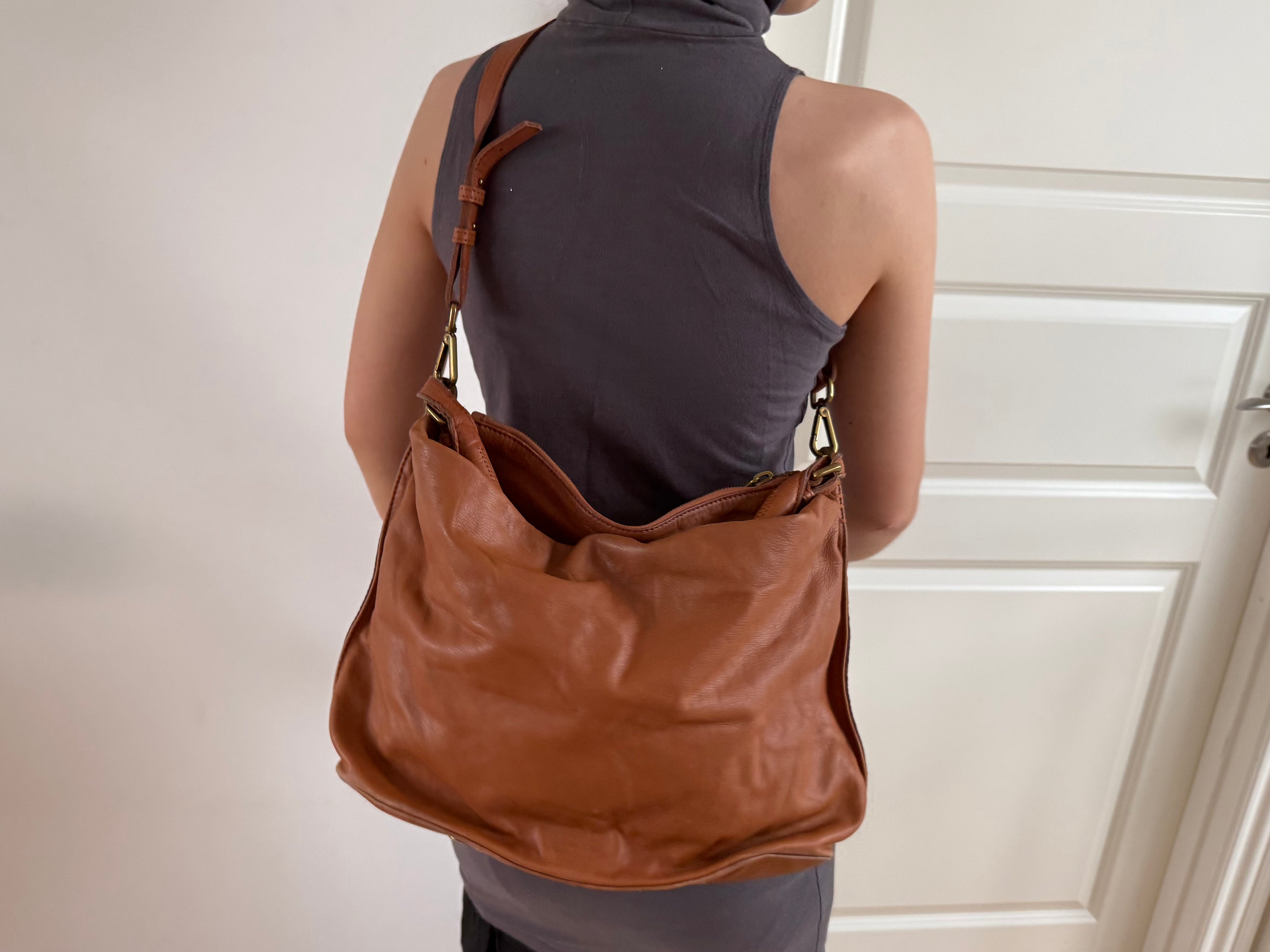 Brun crossbody lædertaske