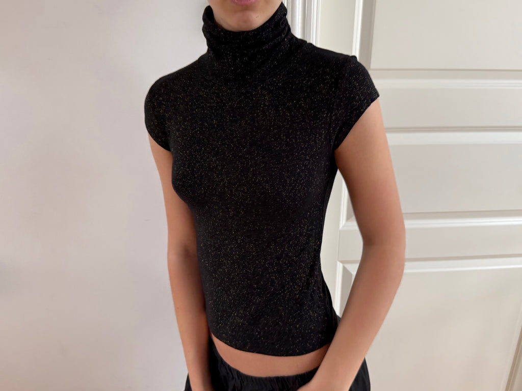 Black gold glitter top