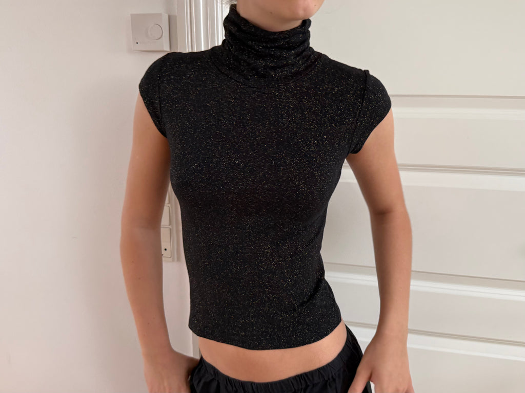 Black gold glitter top