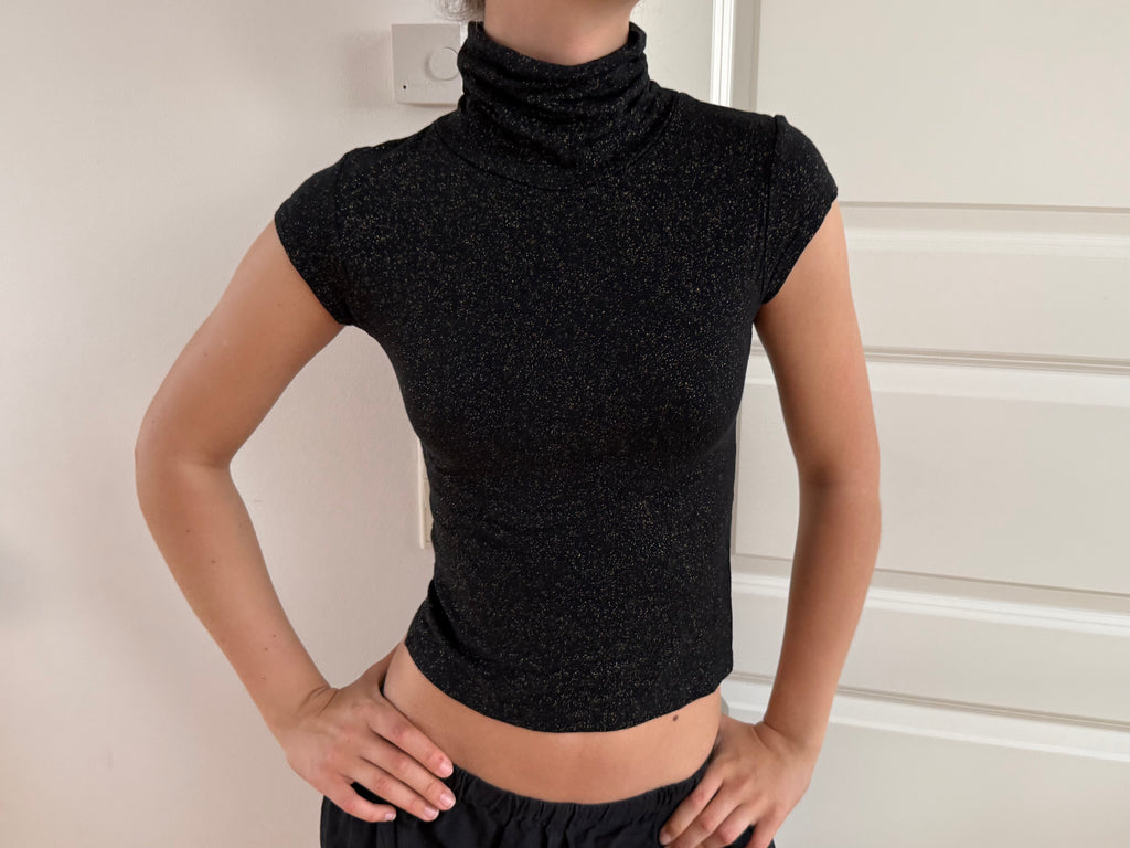 Black gold glitter top