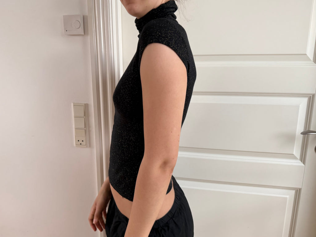 Black gold glitter top