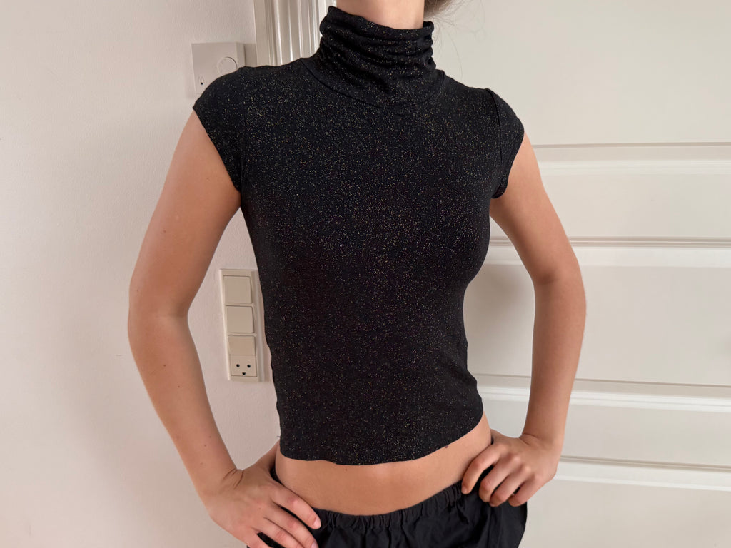 Black gold glitter top