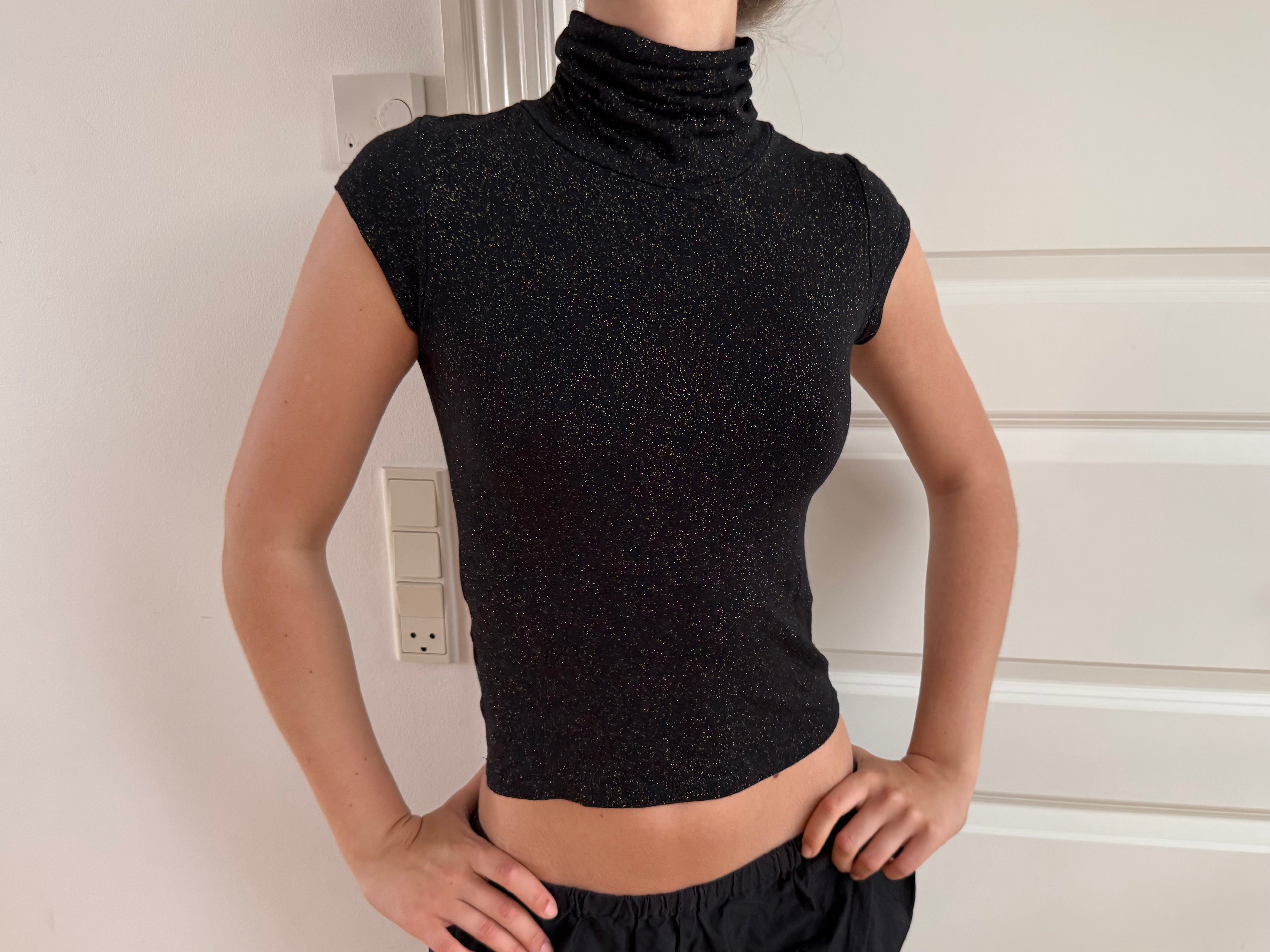 Black gold glitter top