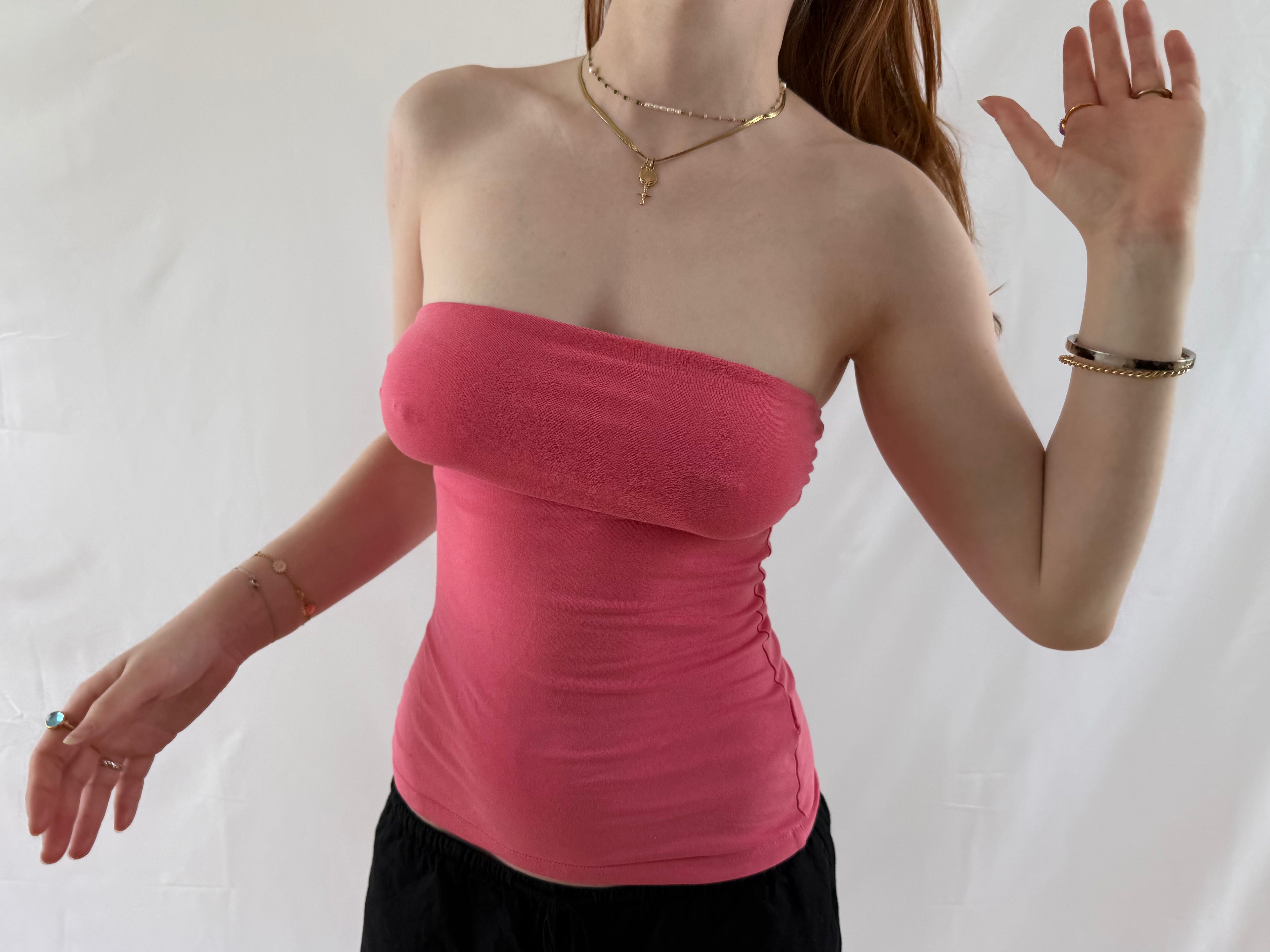 Lyserød tubetop&nbsp;