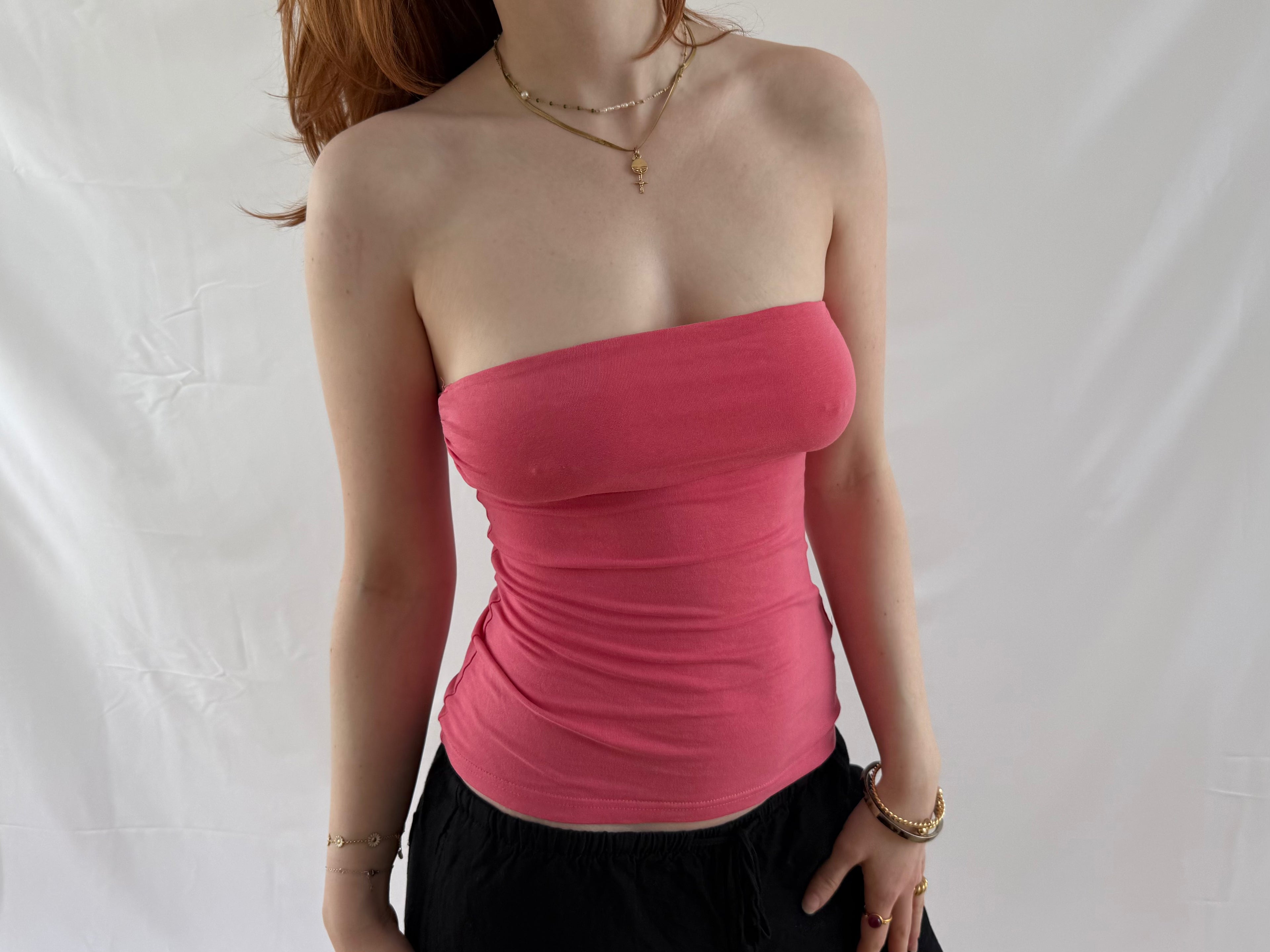 Lyserød tubetop&nbsp;
