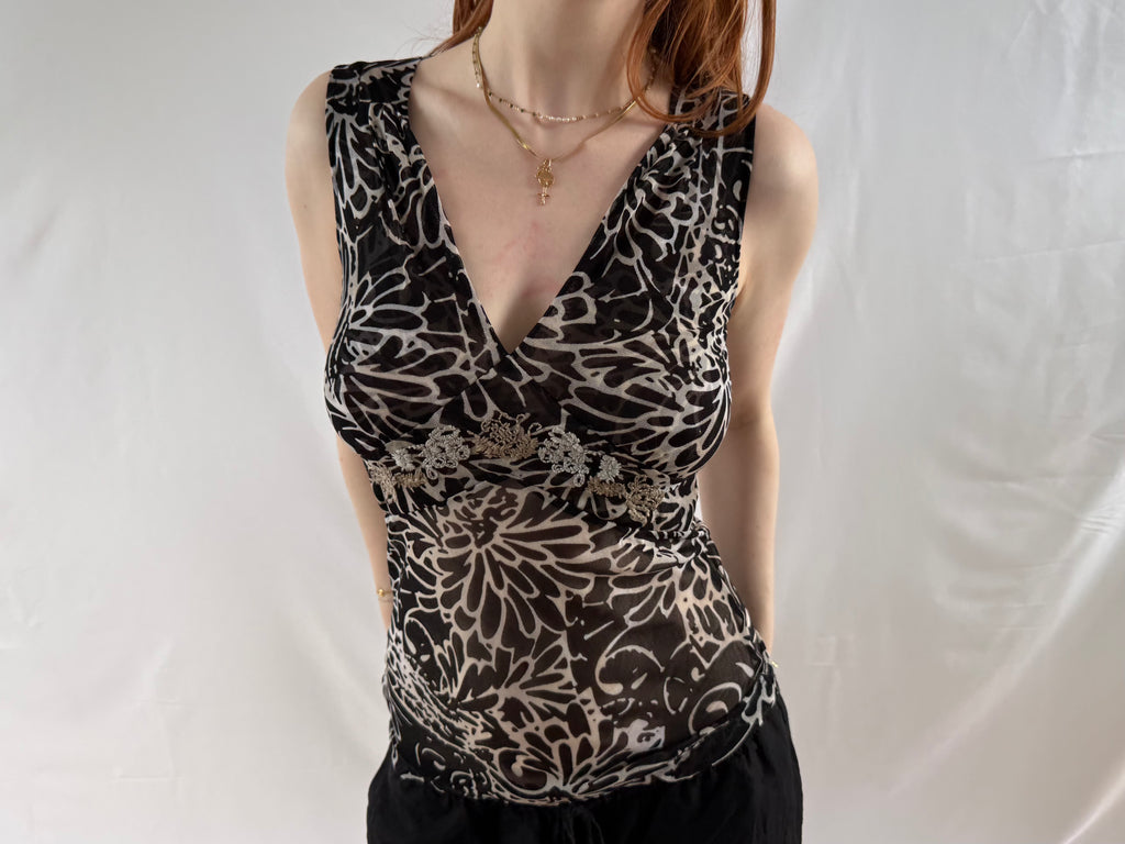 mønstret mesh top