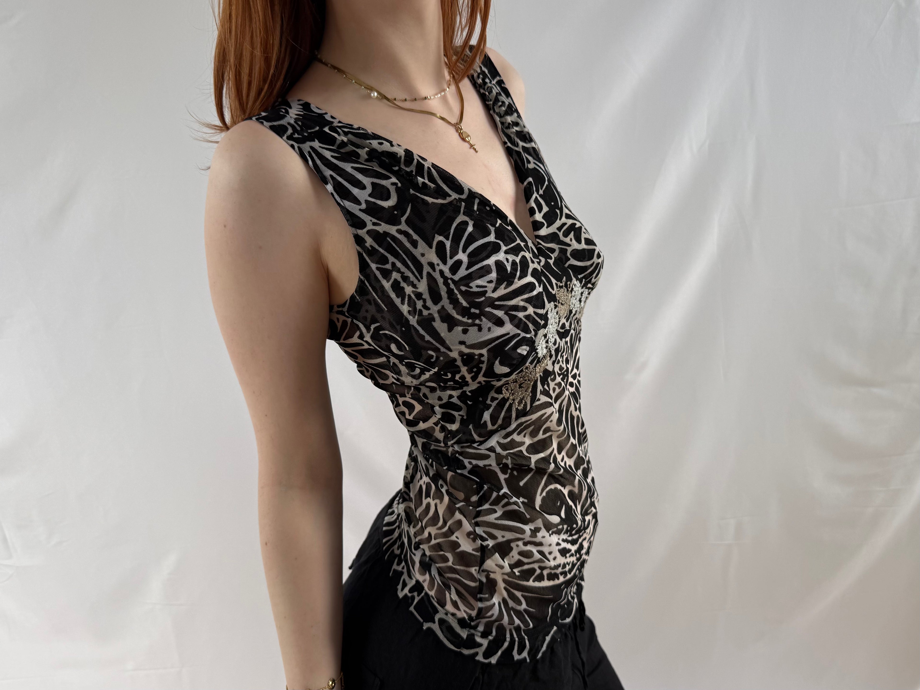 mønstret mesh top