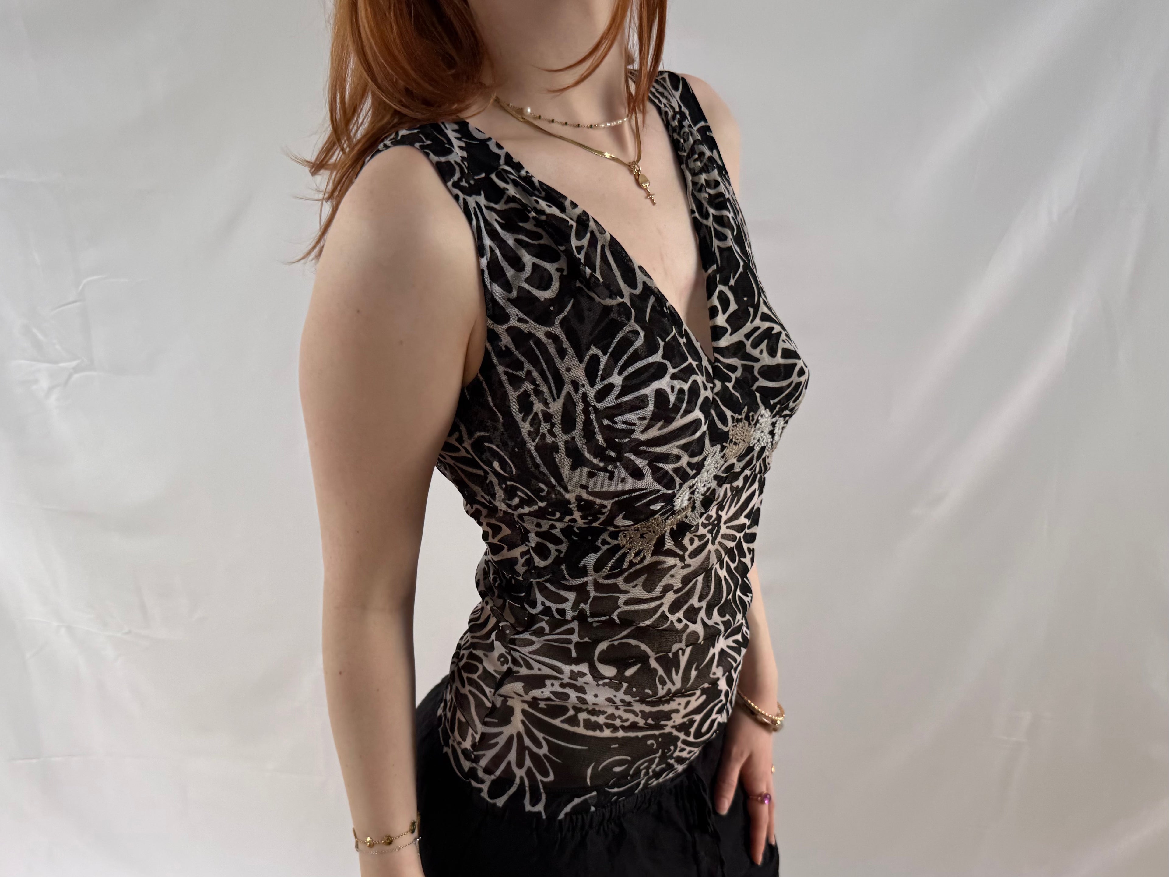 mønstret mesh top