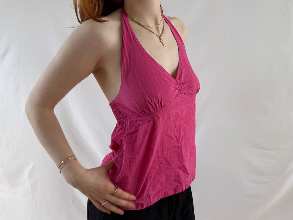 Lyserød halterneck top