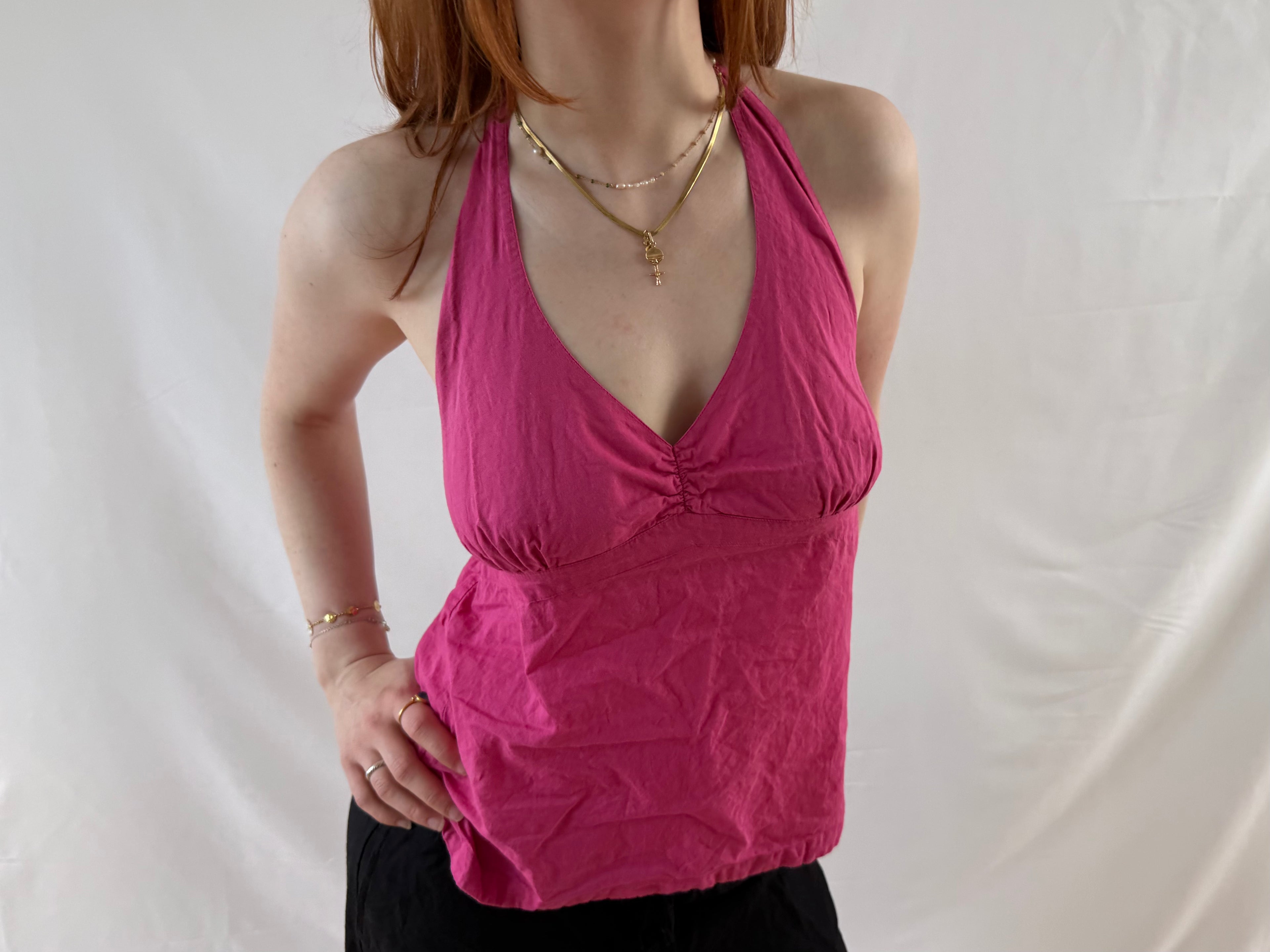 Lyserød halterneck top