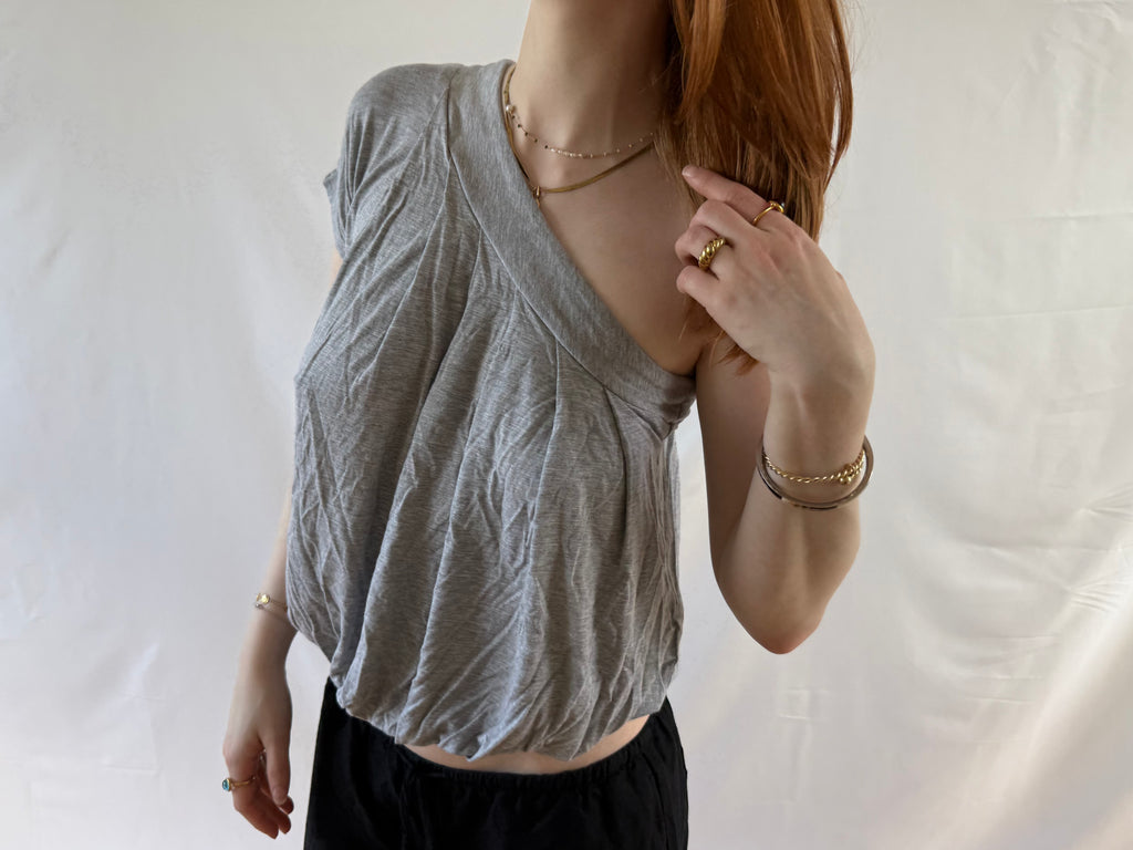 Off the shoulder grå kortærmet top