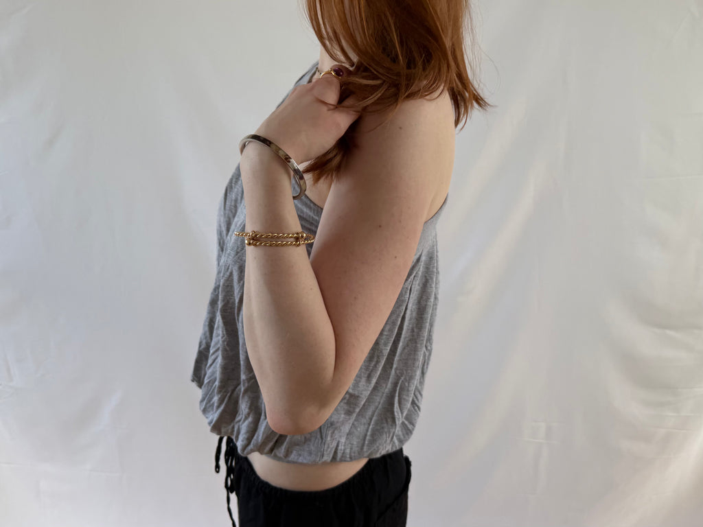 Off the shoulder grå kortærmet top