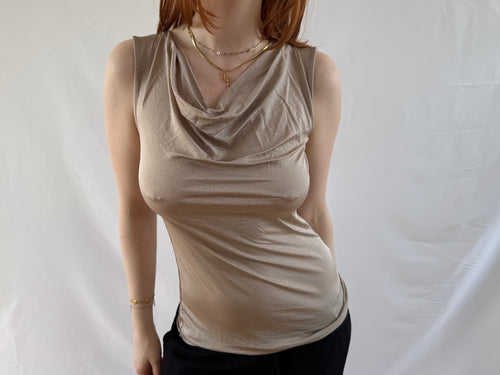 Beige skinnende top