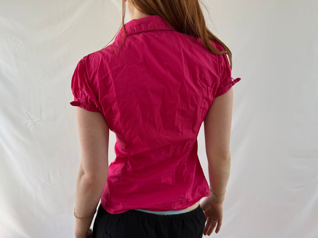 Pink kortærmet skjorte