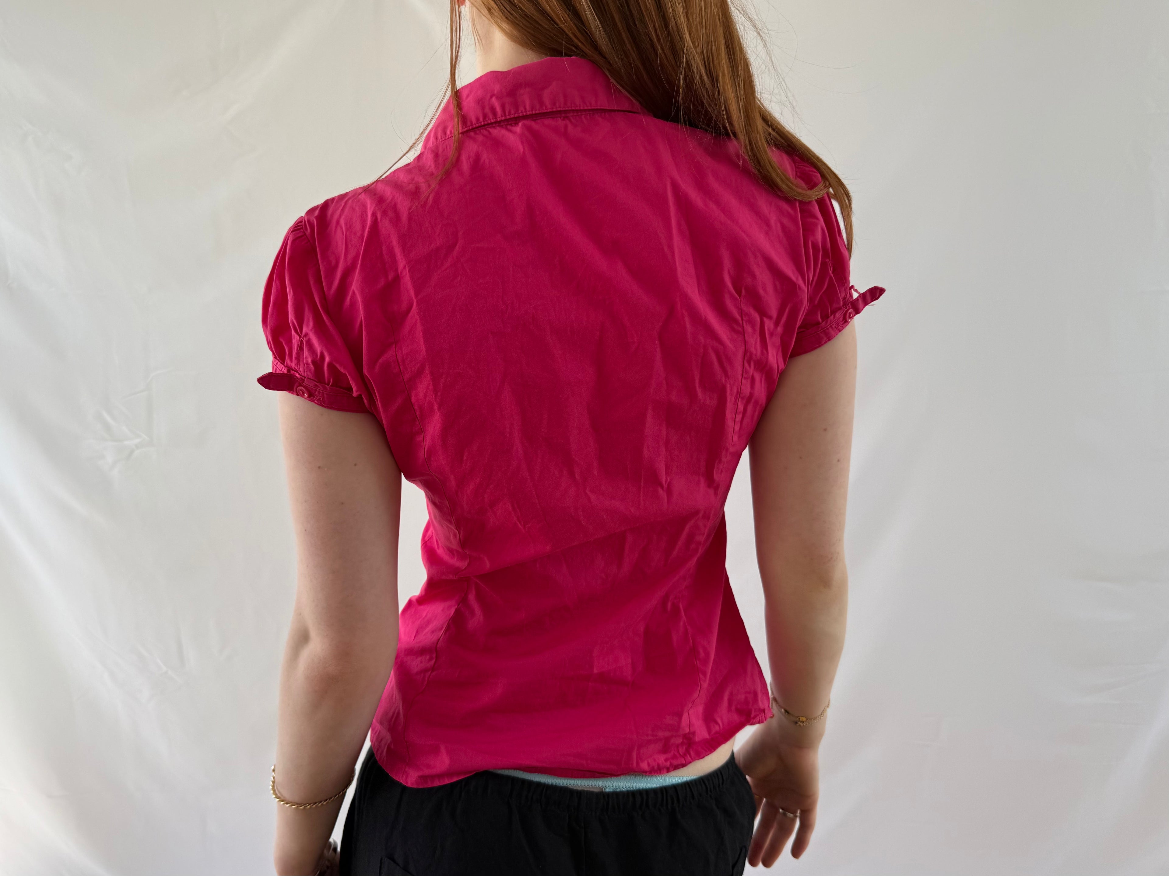 Pink kortærmet skjorte
