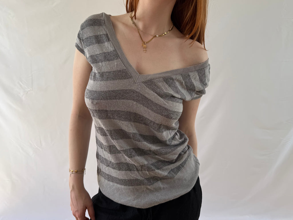 Sølv stribet top