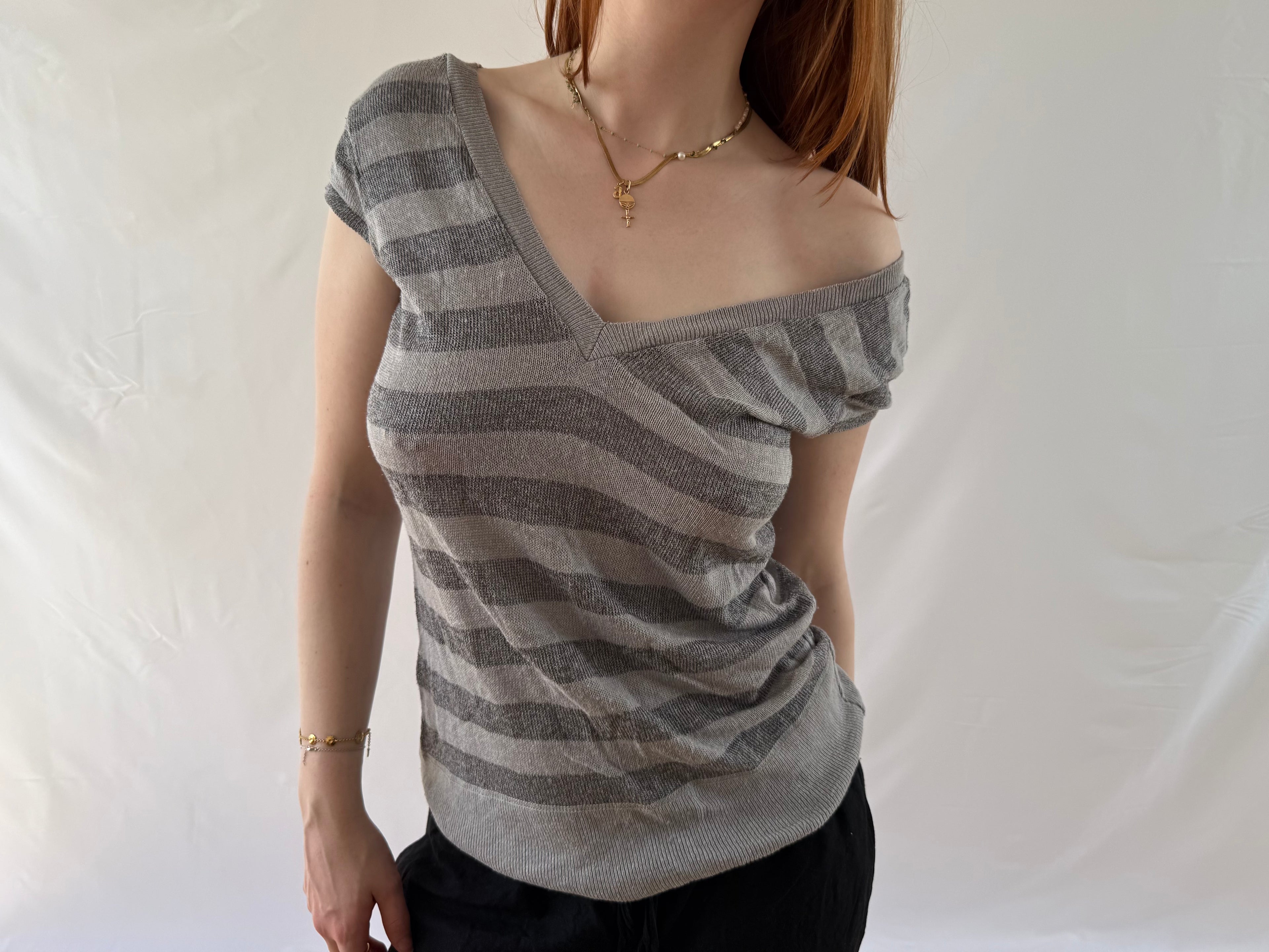 Sølv stribet top