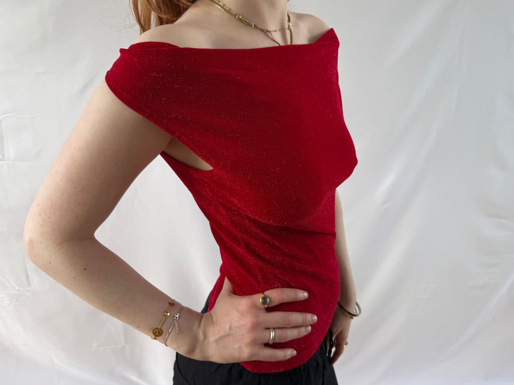 Rød glimmertop