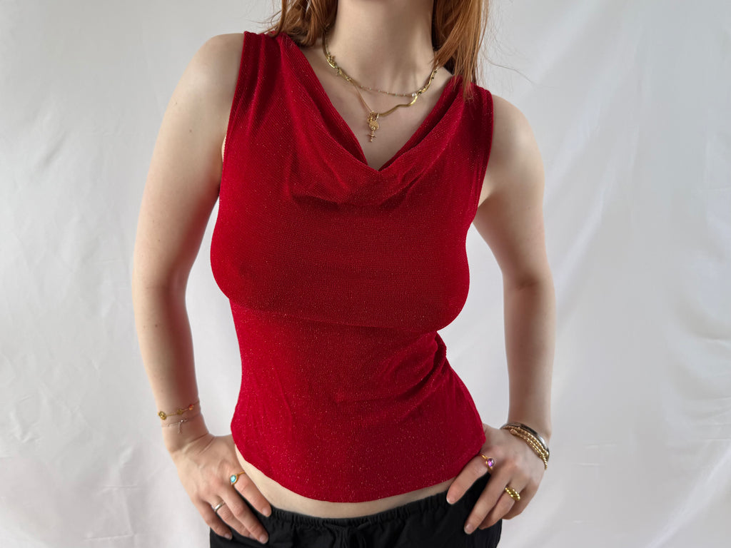 Rød glimmertop