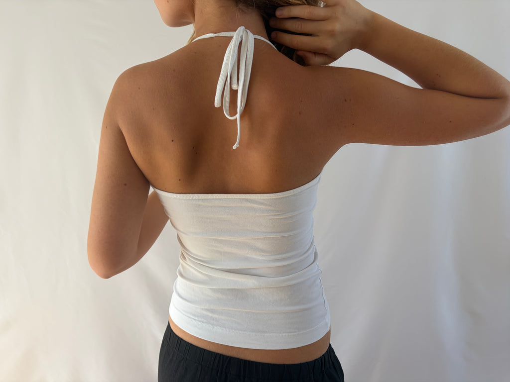 Hvid halterneck top