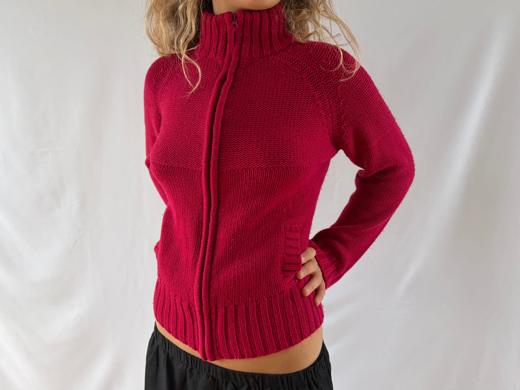 Dyb pink zip up striktrøje