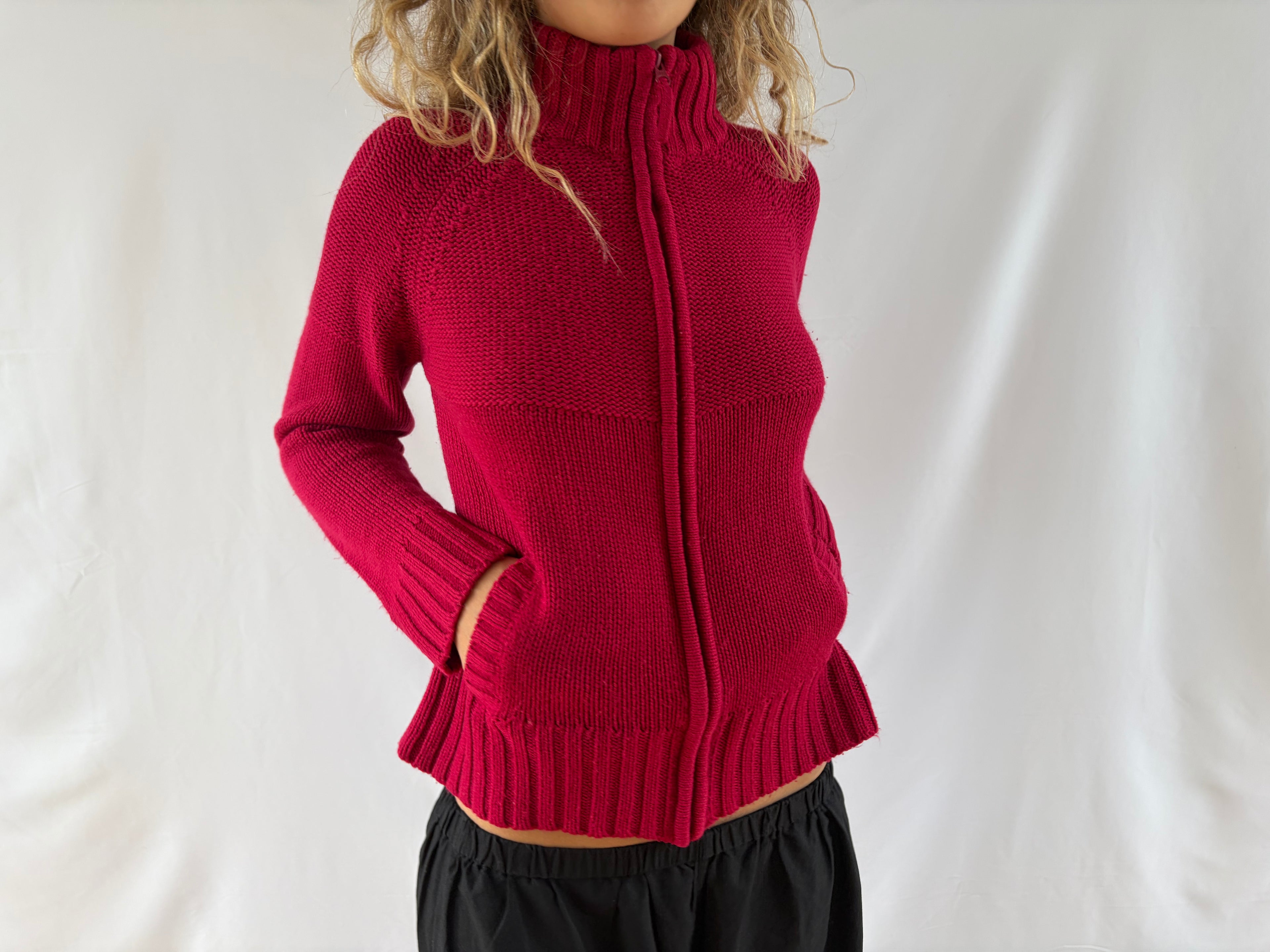 Dyb pink zip up striktrøje