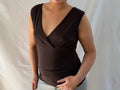 Brown sleeveless top with V-neck