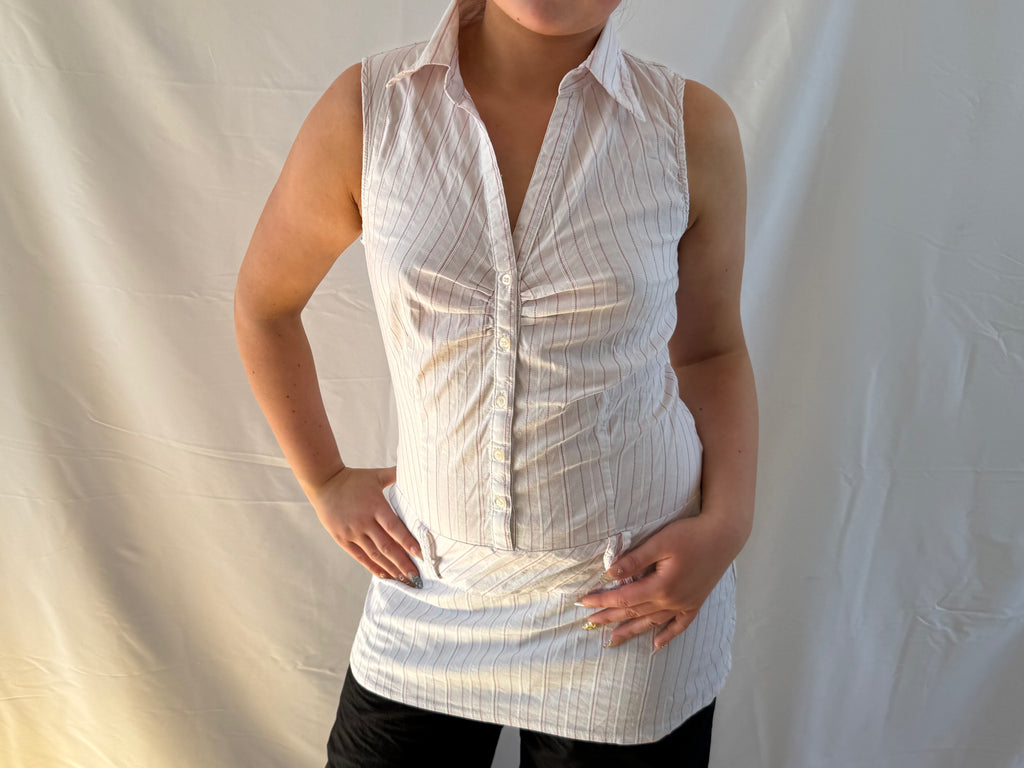 Stribet ærmeløs minidress
