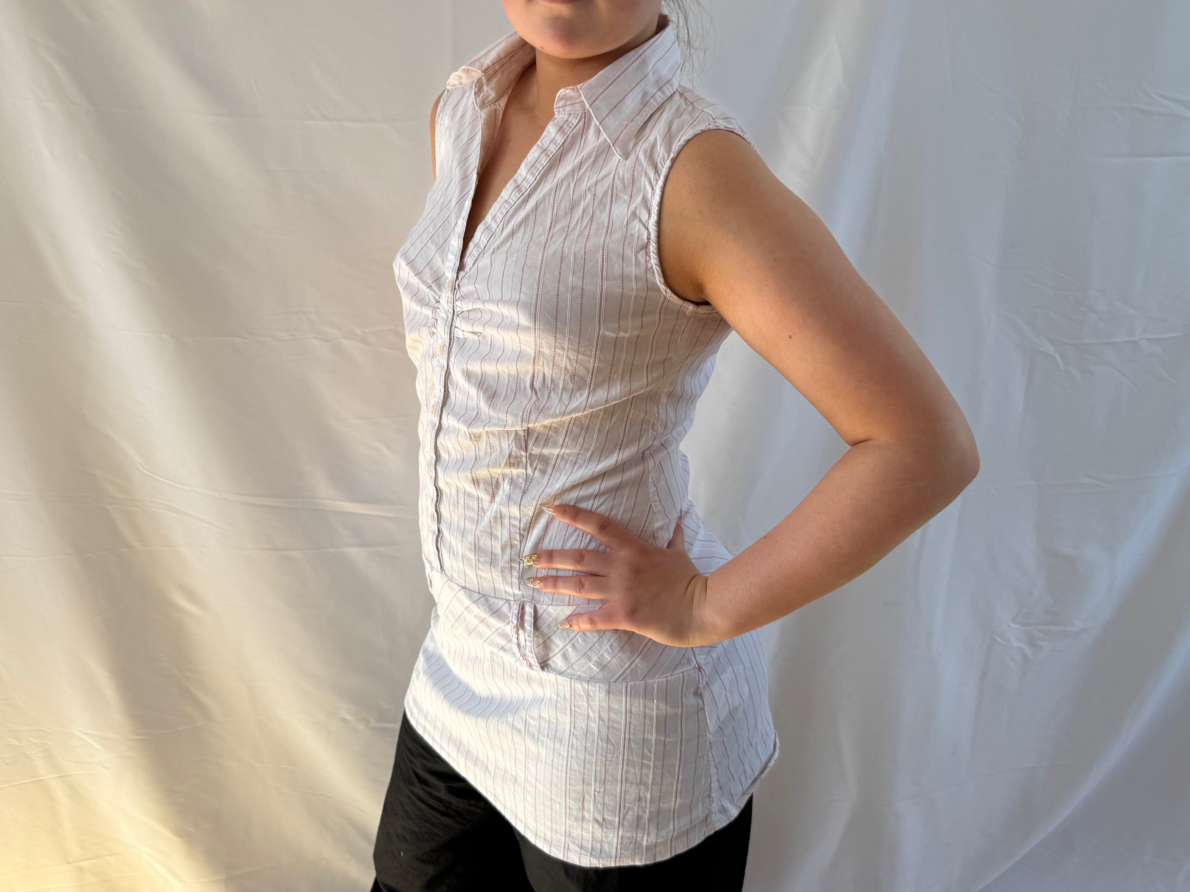 Stribet ærmeløs minidress