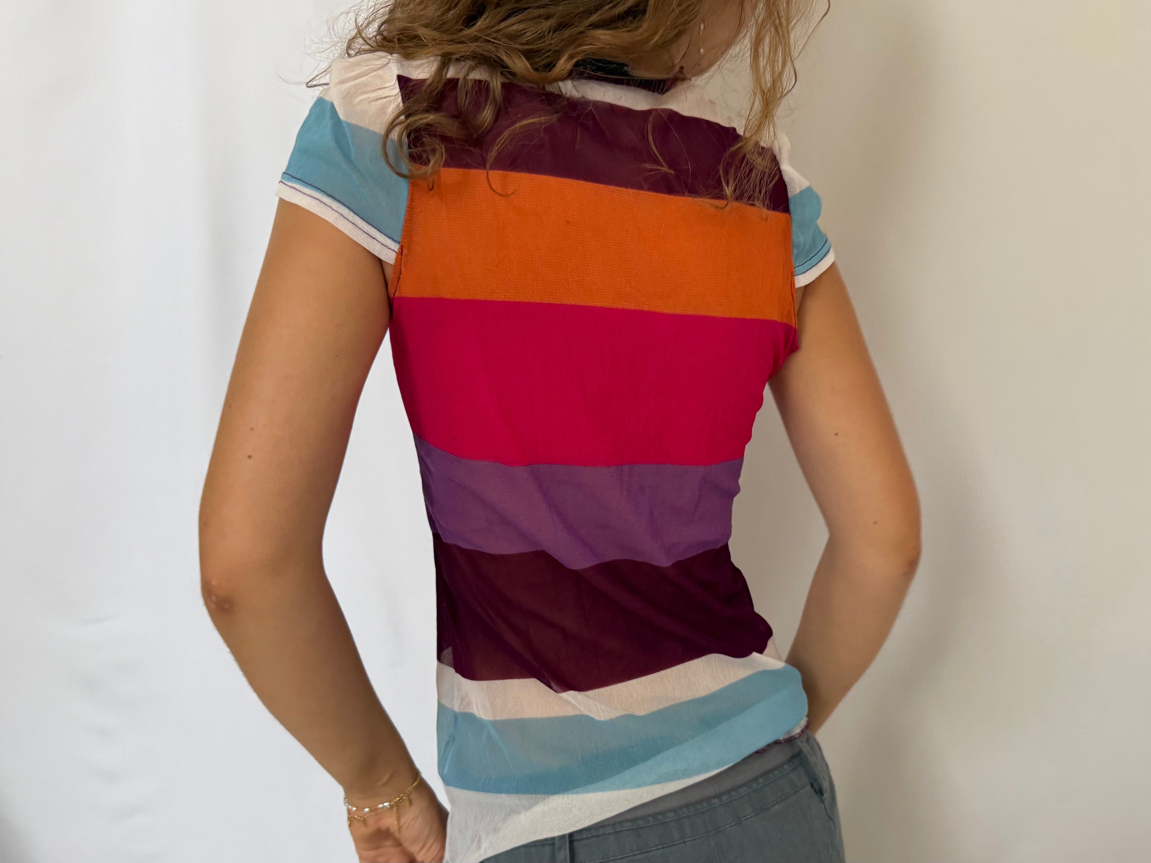 Multifarvet mesh t-shirt