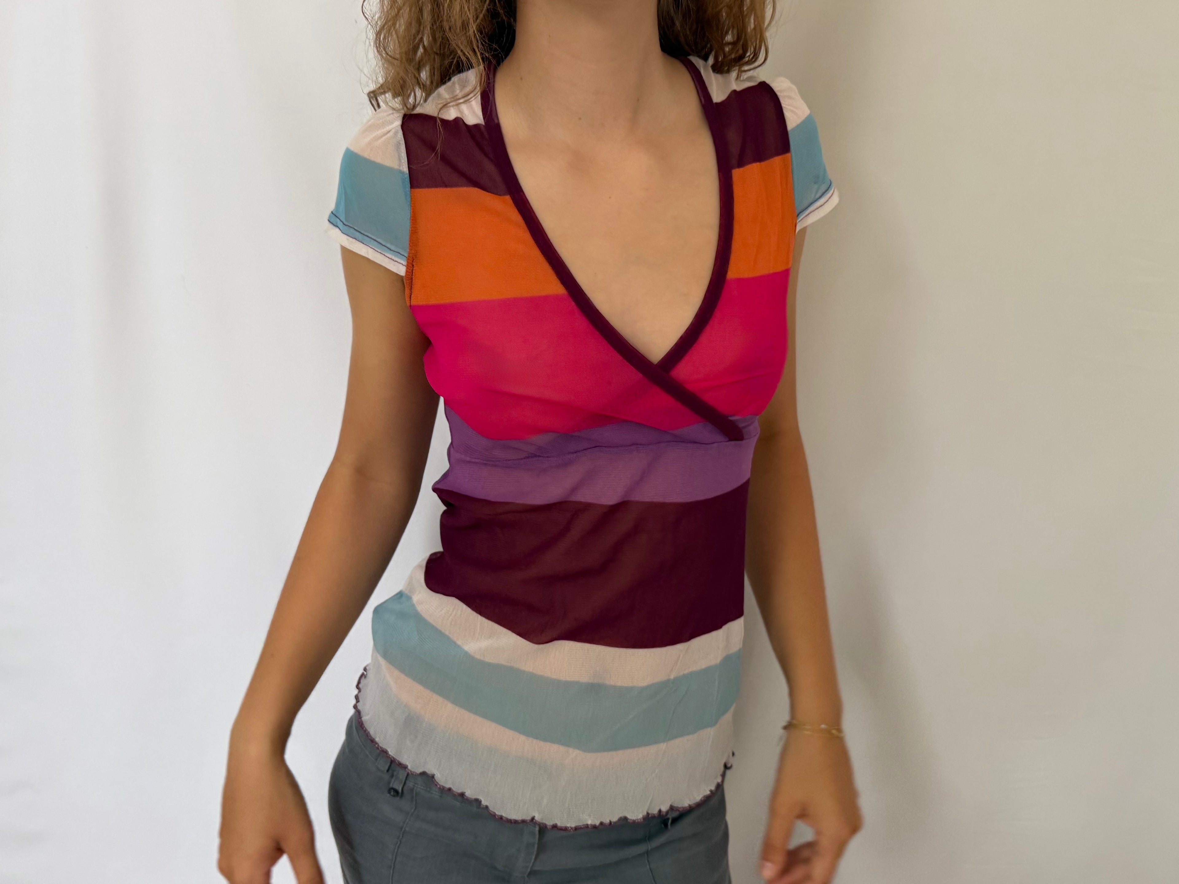 Multifarvet mesh t-shirt