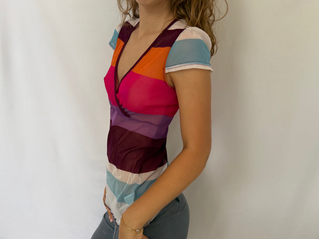 Multifarvet mesh t-shirt