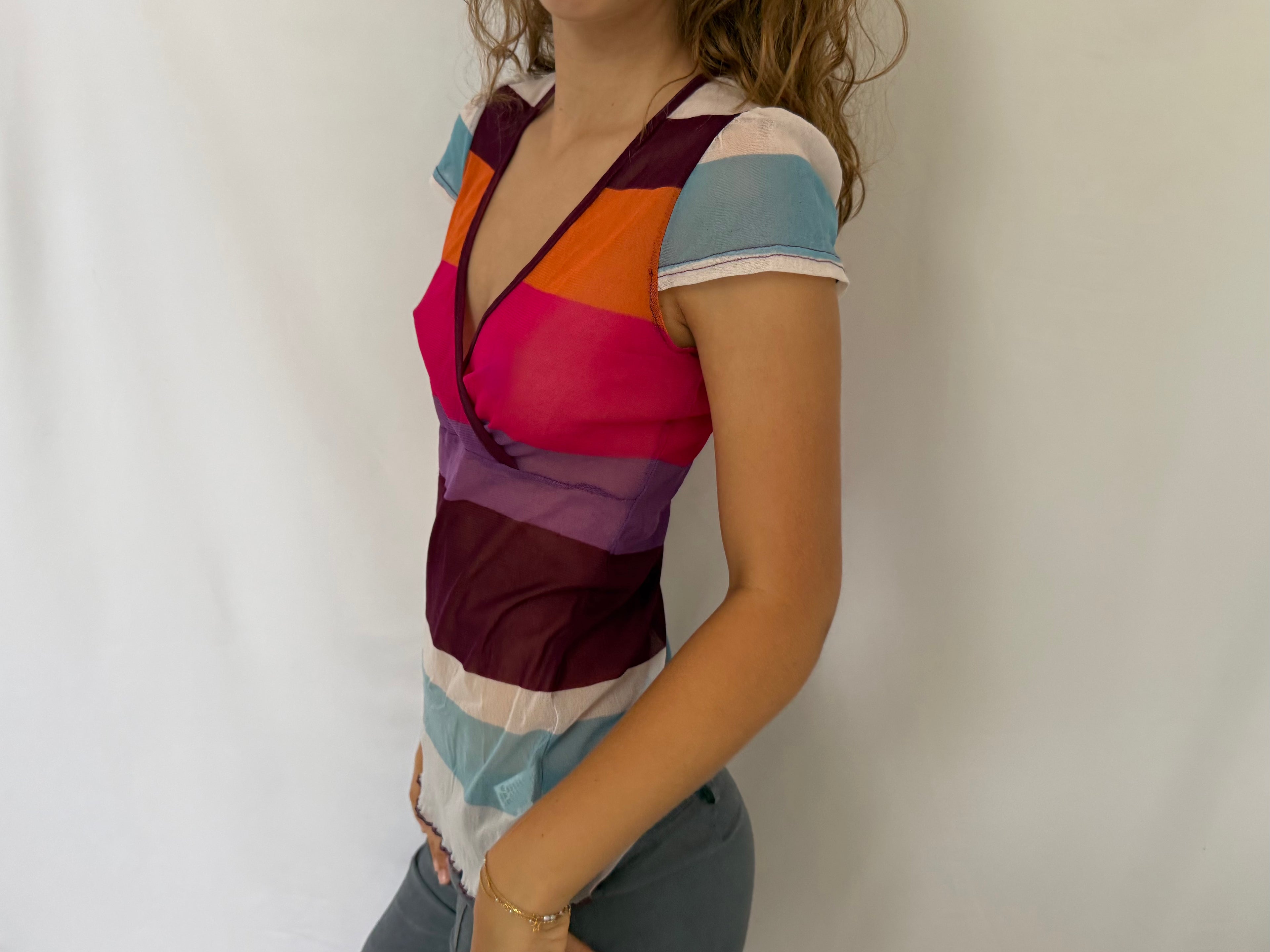 Multifarvet mesh t-shirt
