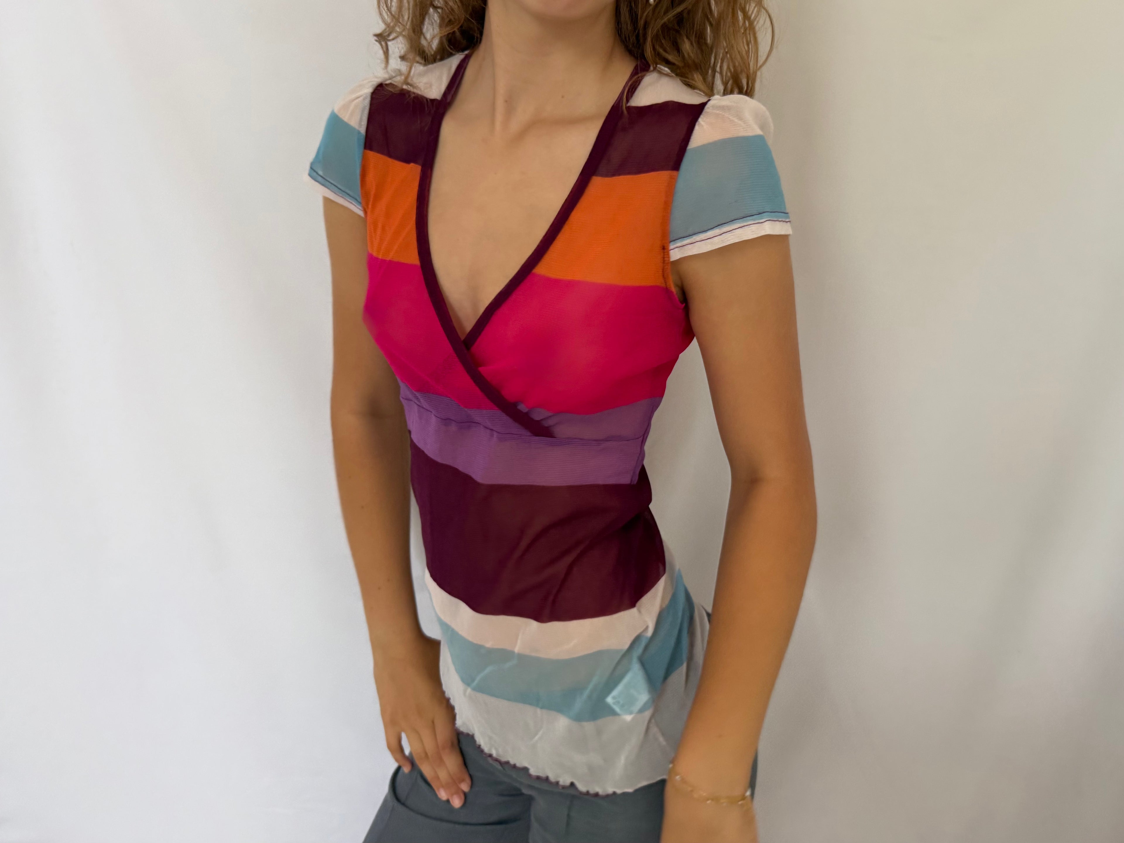 Multifarvet mesh t-shirt