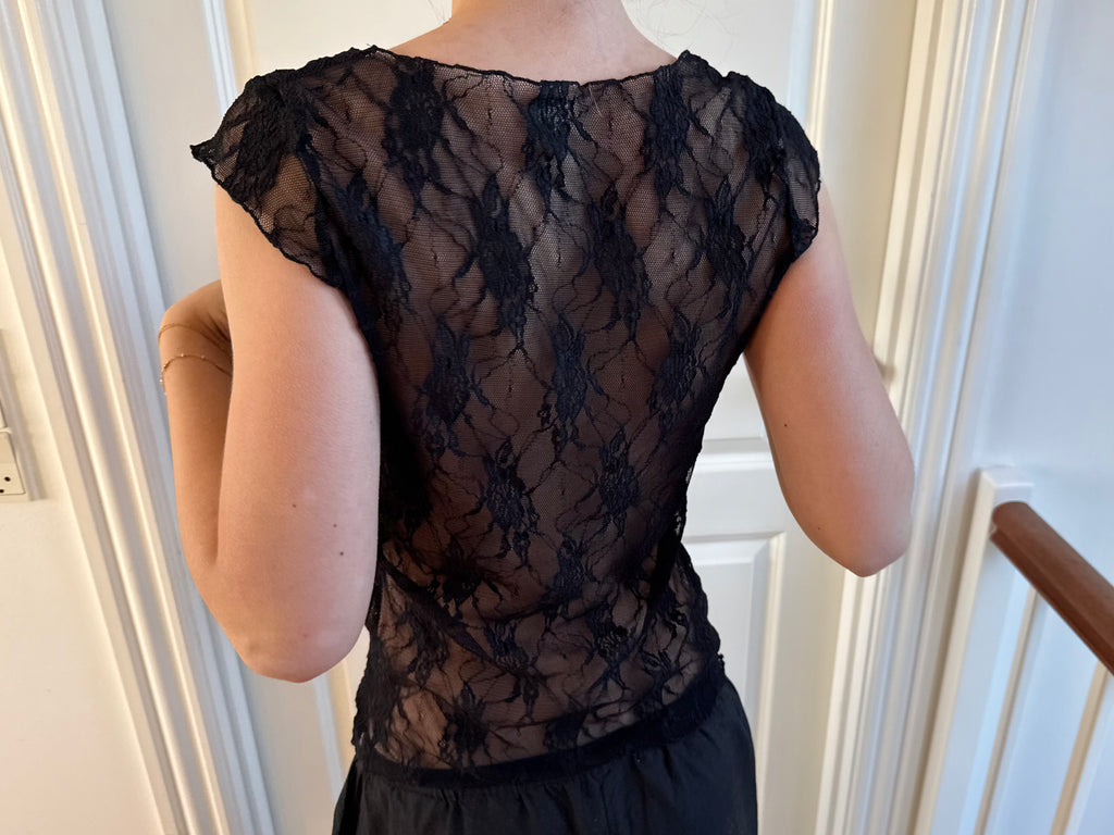 Black mesh lace top
