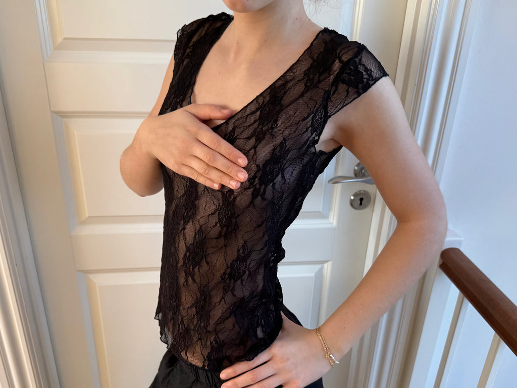 Black mesh lace top