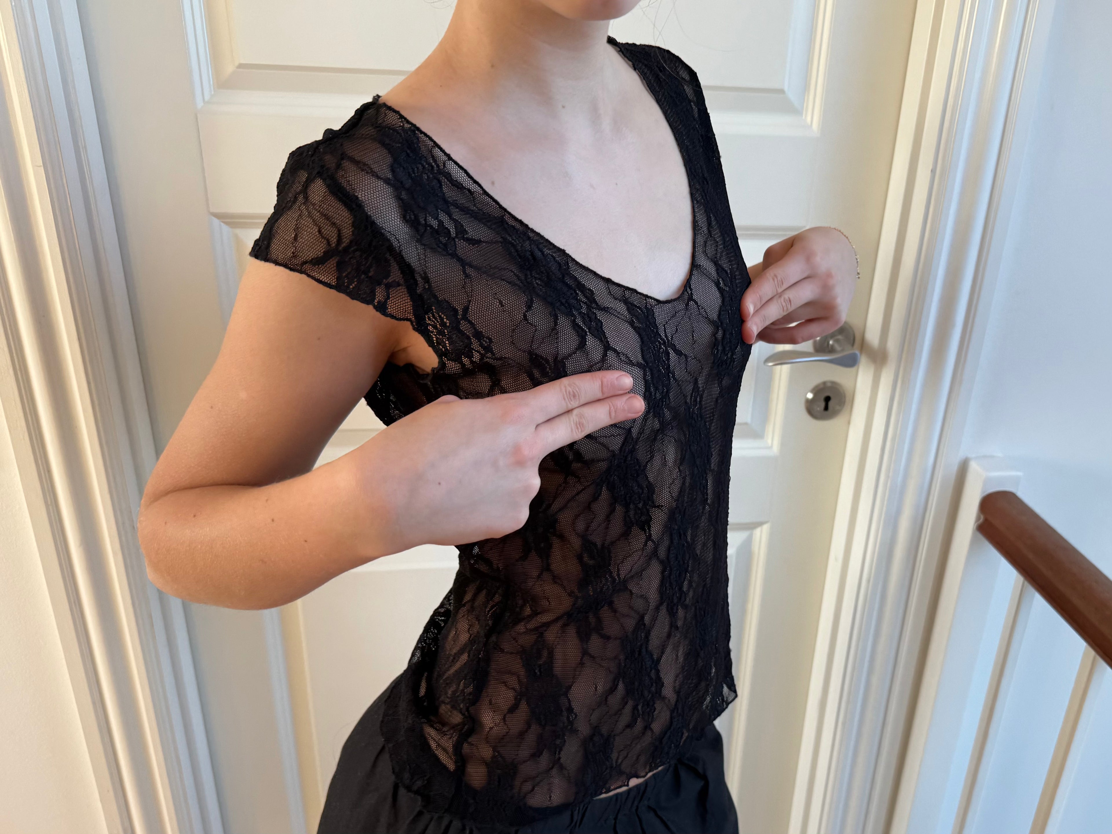Black mesh lace top