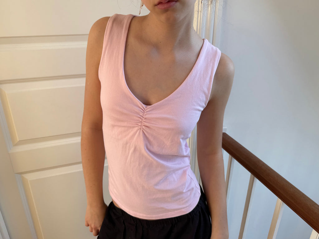 Pink top with V-neck