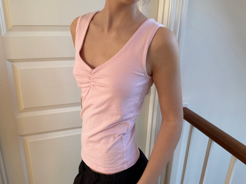 Pink top with V-neck