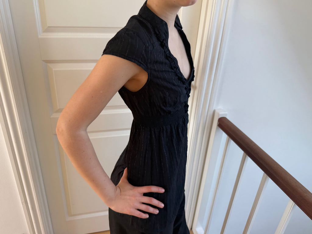 Black top with deep neckline