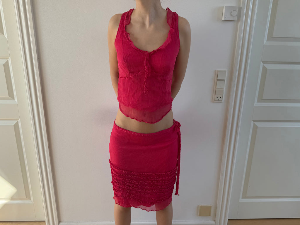 Pink sæt, nederdel + top