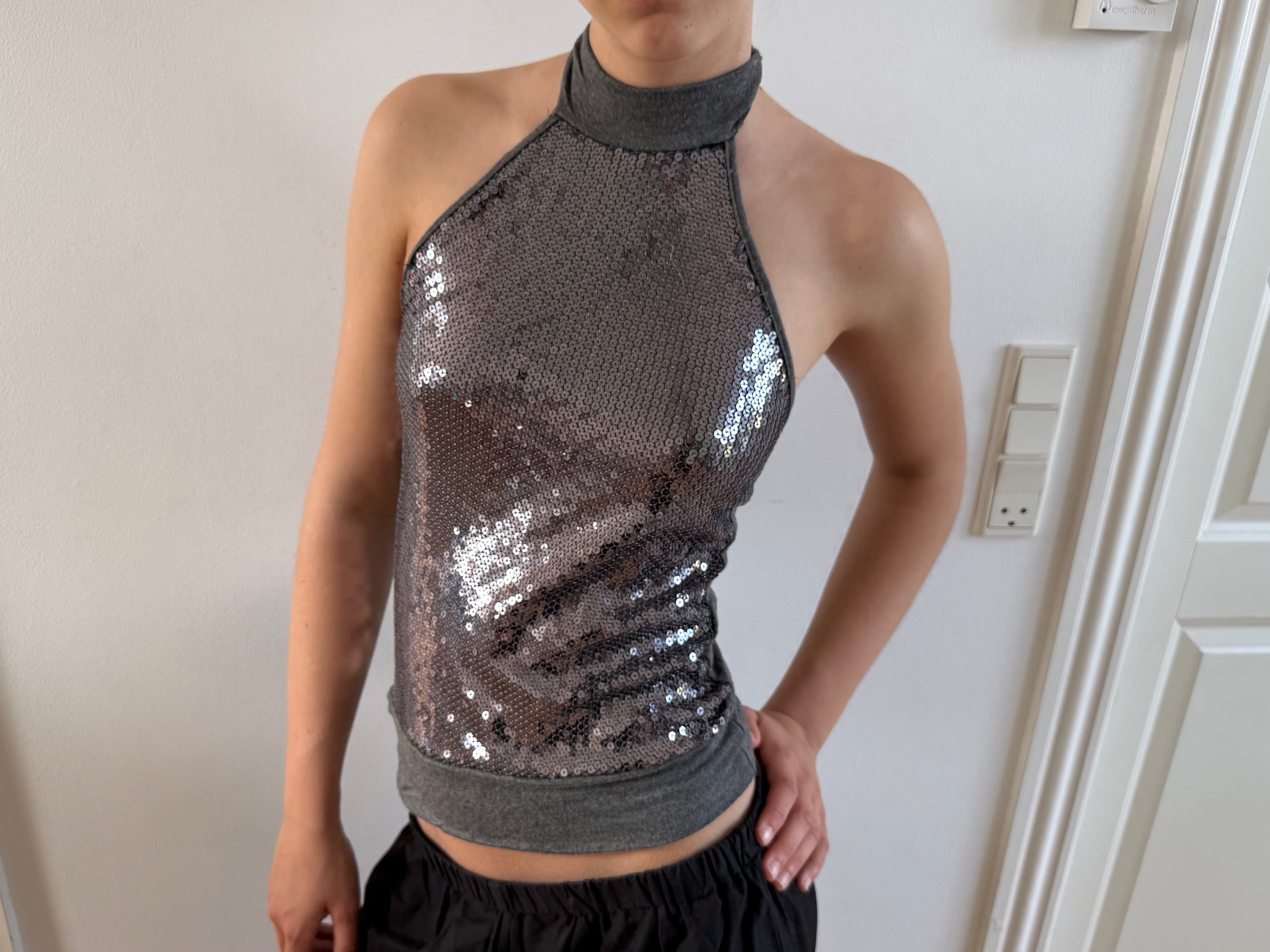 Silver halterneck top