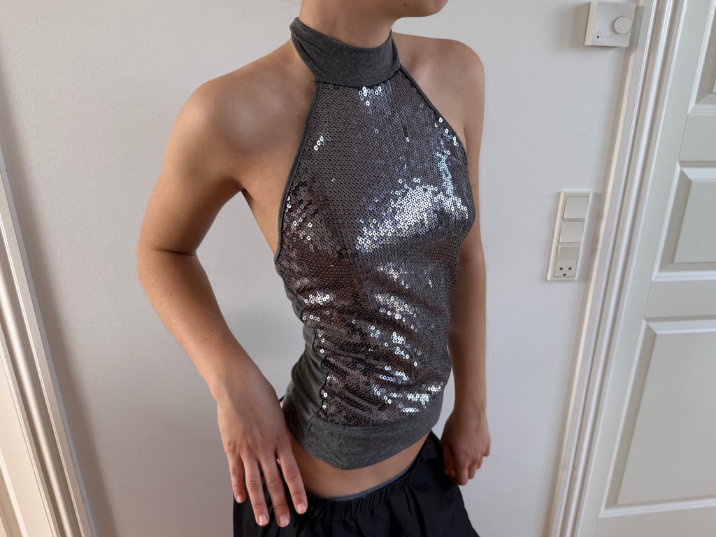 Silver halterneck top