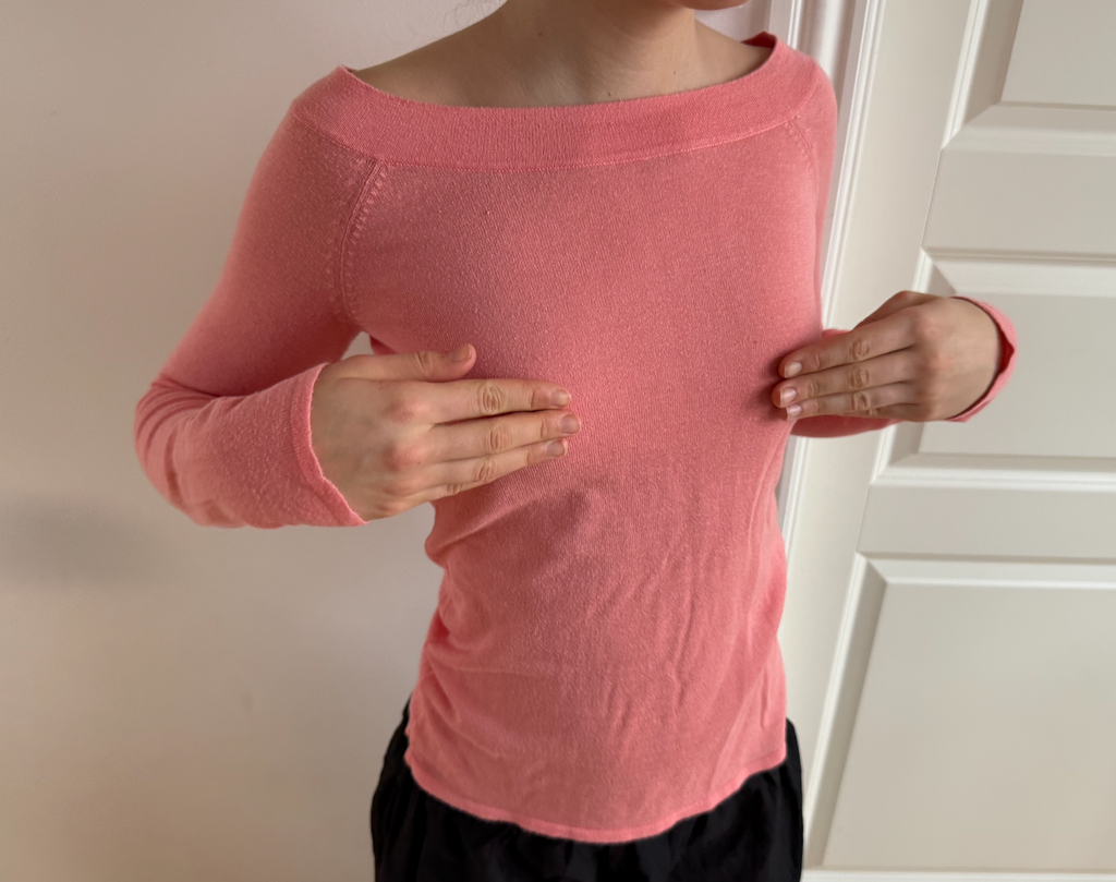 Koral/lyserød off shoulder trøje